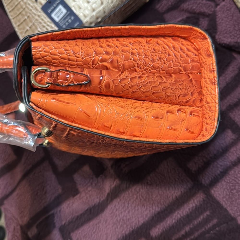 Orange Crocodile Pattern Handbag - image 2